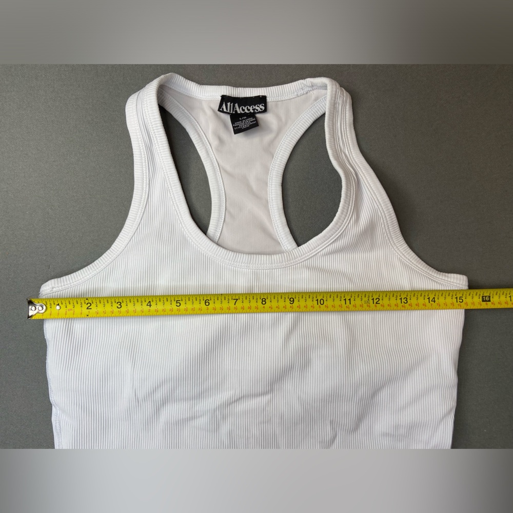 ALL ACCESS White Ribbed‎ Racerback Tank with shelf bra Size Large - Picture 5 of 6